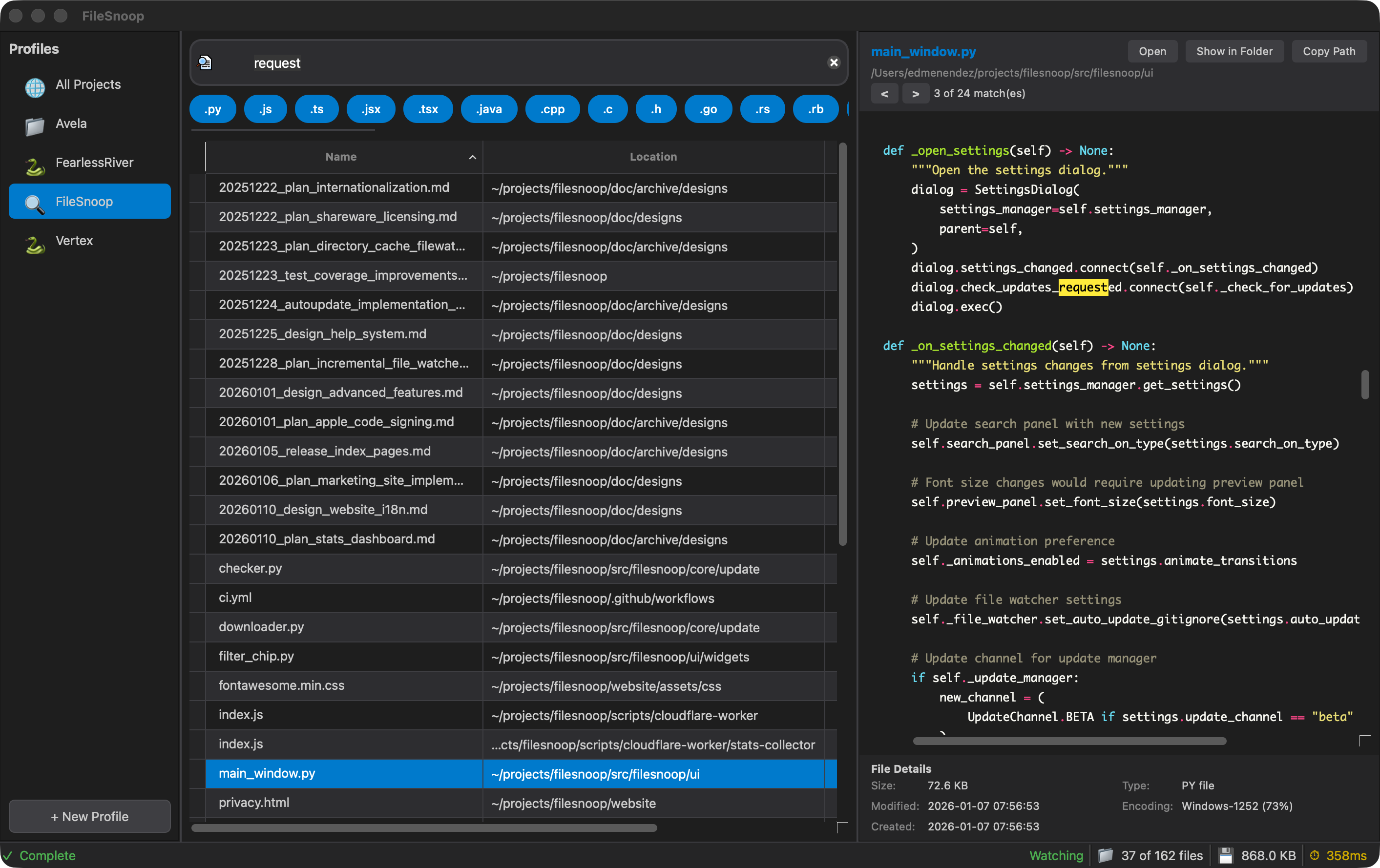FileSnoop - File Search Application
